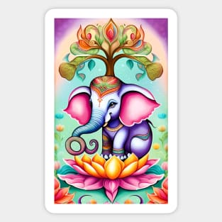 Ganesh elephant sitting on a lotus flower Sticker